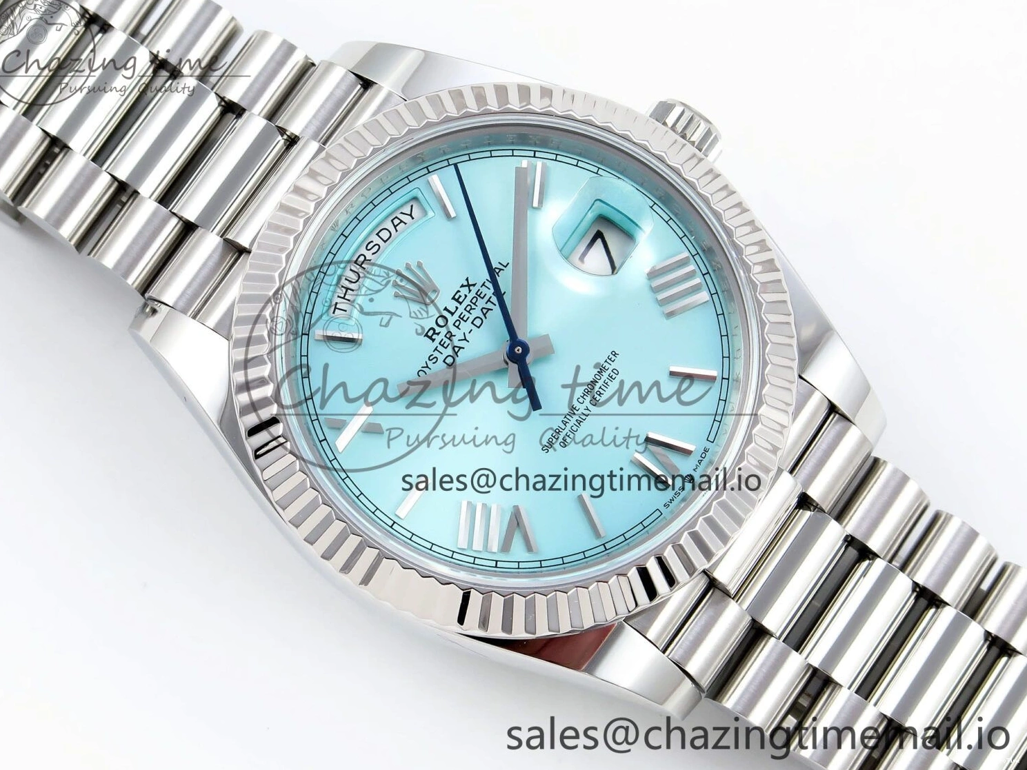 MiroTime 0401 Day Date 40 SS 228236 ARF 1:1 Best Edition Tiffany Blue Roman Dial on President Bracelet VR RelaxedFit 1517